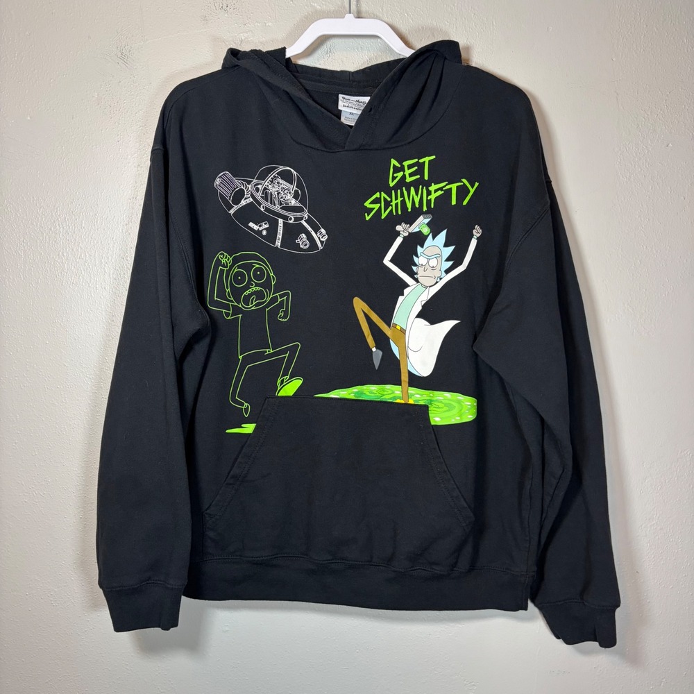 Rick and Morty Adult Swim Get Schwifty Graphic Hoodie Black XL Womens‎